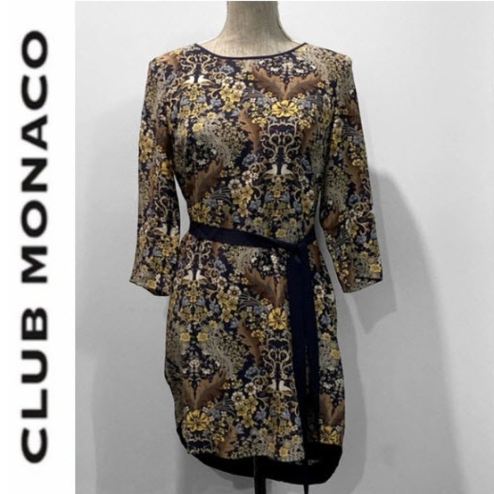 Club Monaco Floral Silk Shift Dress Size 4